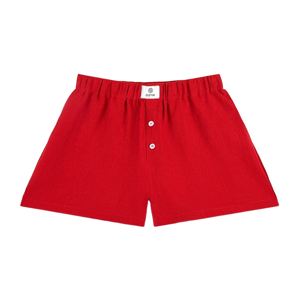 PARKE RED LINEN SHORTS M